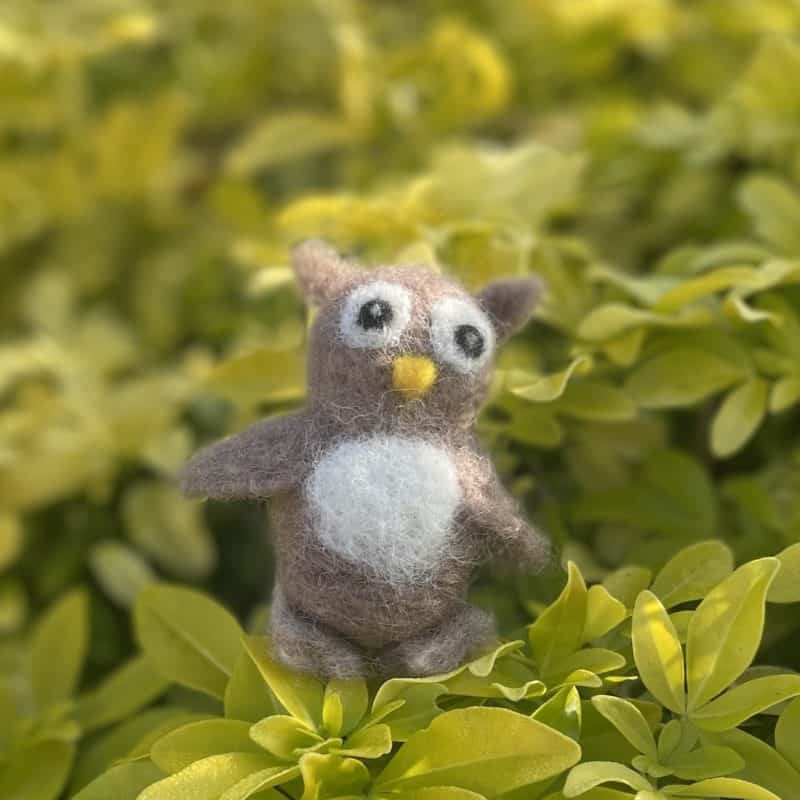 Felted Baby Owl character from the book What's an Og?