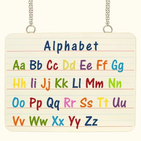 Picture shows all the letters of the alphabet with different colours for every letter