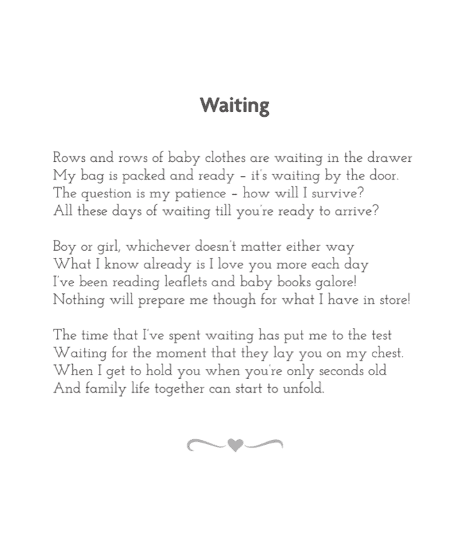 The poem WAITING from the book BABY DAZE