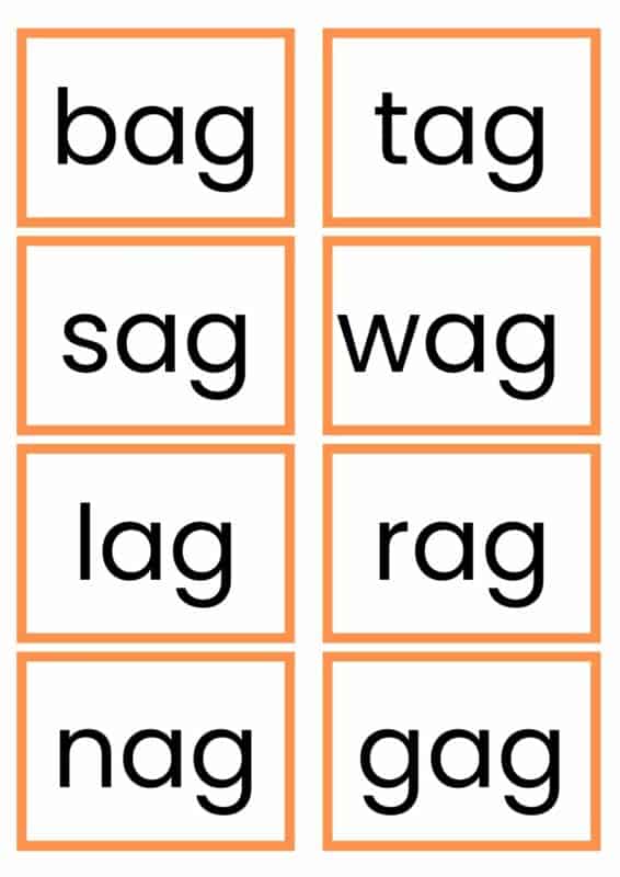 'ag' words card
